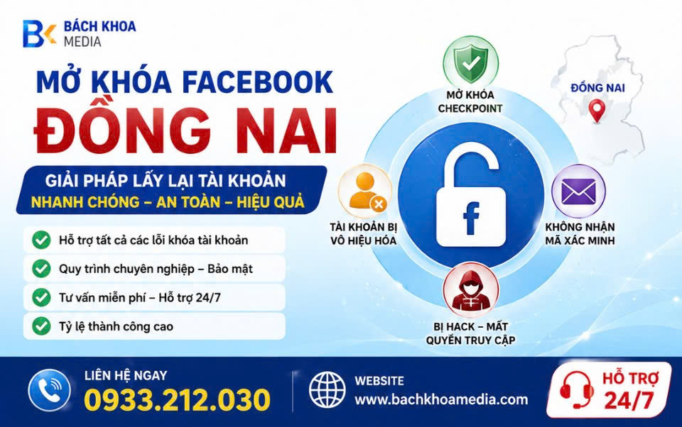 Mở khóa Facebook Đồng Nai