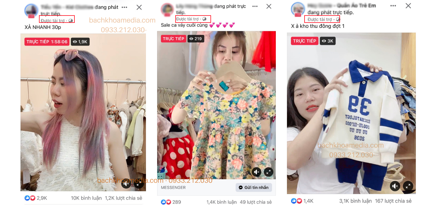 quảng cáo livestream page ads live