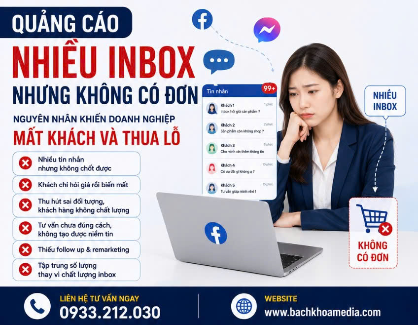 quảng cáo nhiều inbox nhưng không có đơn